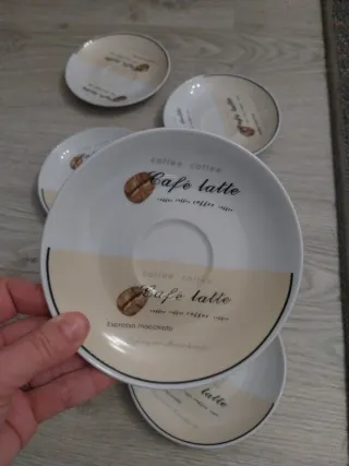 6 Platos de Porcelana para Café Latte