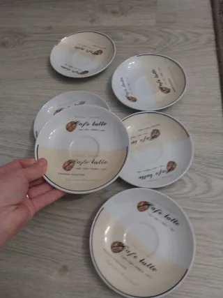 6 Platos de Porcelana para Café Latte