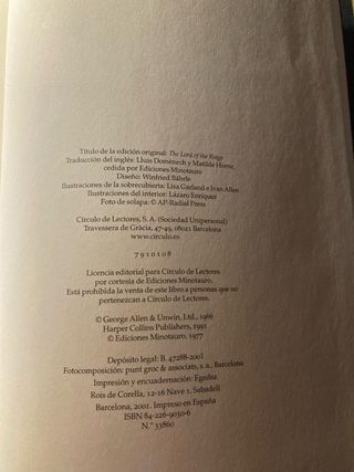 Libro  el señor de los anillos