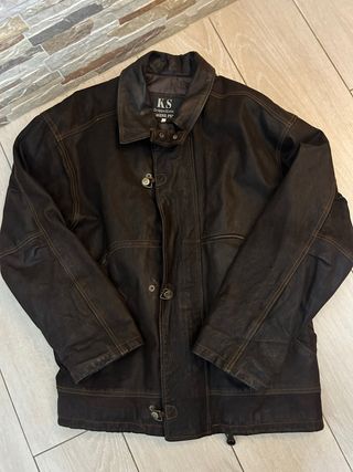 Giacca vera pelle uomo taglia 54 marrone