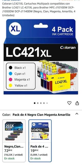 NUEVO Coloran LC421XL Cartuchos Tinta Multipack