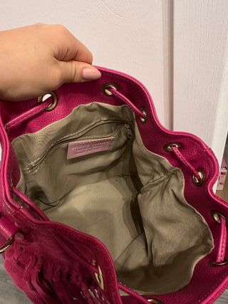 Borsa fucsia vera pelle con frange