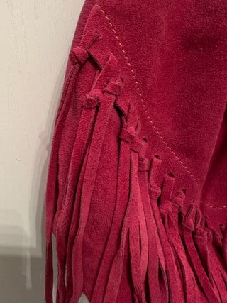 Borsa fucsia vera pelle con frange