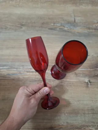 Calici Flute Vetro Rosso