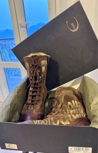 Stivaletti Just Cavalli Bronzo Camoscio e Cuoio Tg