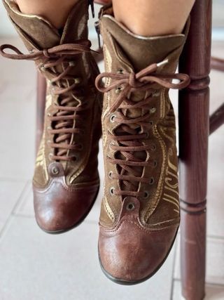 Stivaletti Just Cavalli Bronzo Camoscio e Cuoio Tg