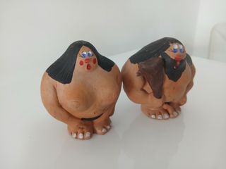 Coppia Figure Terracotta Uomo Donna