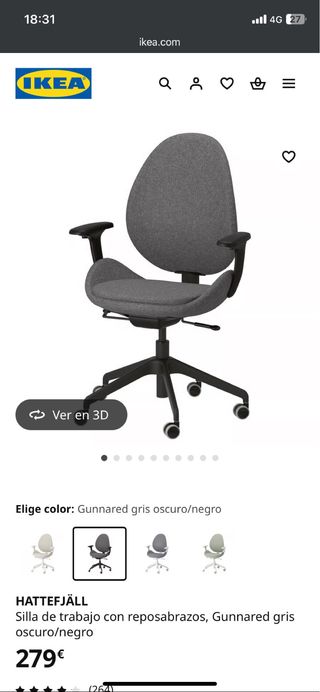 Silla de trabajo HATTEFJÄLL gris