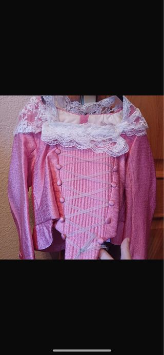 Corpiño Fallera Rosa con Encaje Blanco