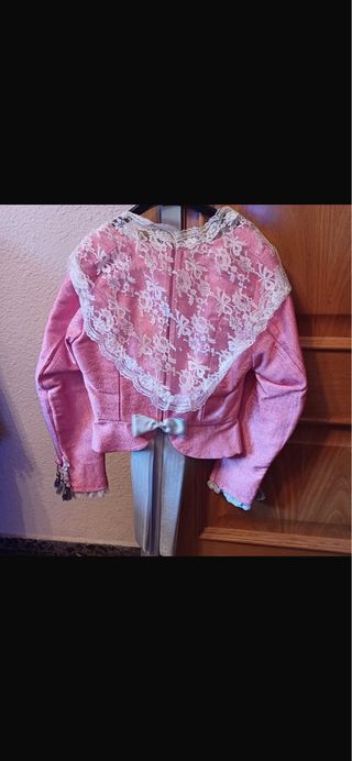 Corpiño Fallera Rosa con Encaje Blanco