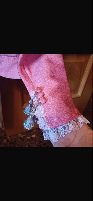 Corpiño Fallera Rosa con Encaje Blanco