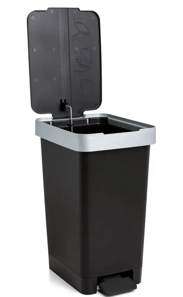 Tatay Cubo Basura Pedal Smart 25L Negro/Plata