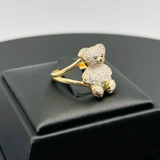 Anillo Oso Circonitas Blanco Oro 18K