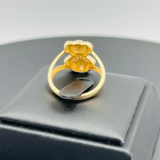 Anillo Oso Circonitas Blanco Oro 18K