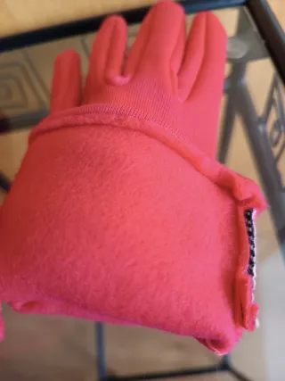 Guantes rojos mujer con puño en gris