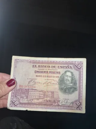 Billete 50 Pesetas España 1928 Velázquez