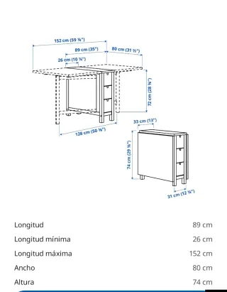 Mesa de madera plegable Ikea