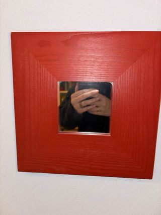 2 Cuadros Espejo Madera Rojo