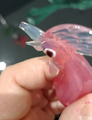 Statuina Gallo rosa in vetro di Murano