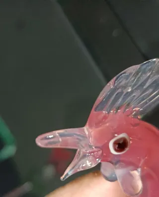 Statuina Gallo rosa in vetro di Murano