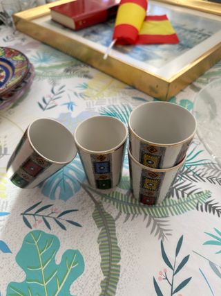 Juego 6 Vasos Porcelana Geométricos