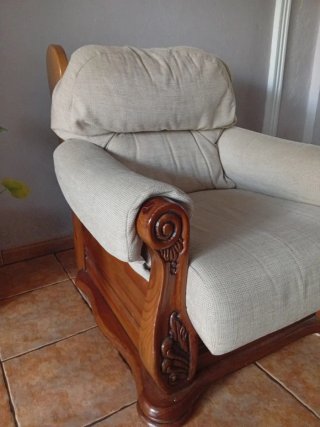 Conjunto de 3 Sofás tallados madera maciza