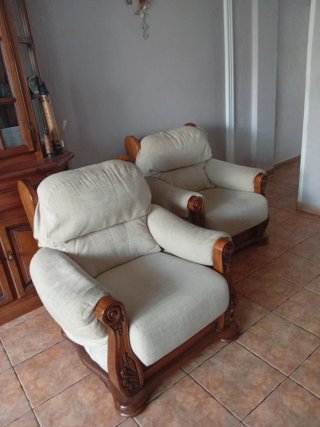 Conjunto de 3 Sofás tallados madera maciza