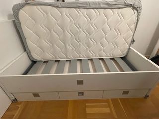 Cama 90x185cm con ruedas y cajones