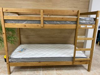 Litera doble madera con 2 colchones