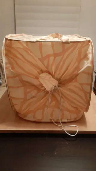 Bolsa plegable beige y rosa