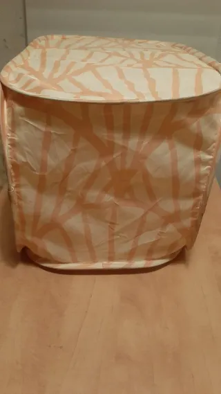 Bolsa plegable beige y rosa