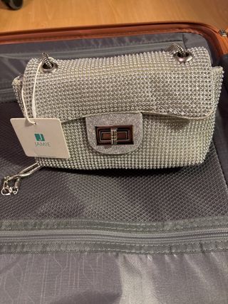 Bolso de fiesta Jamie pedrería plateado