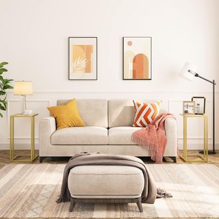 Mesa Auxiliar C Cristal Templado Dorado