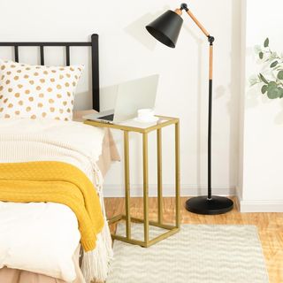 Mesa Auxiliar C Cristal Templado Dorado