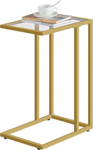 Mesa Auxiliar C Cristal Templado Dorado