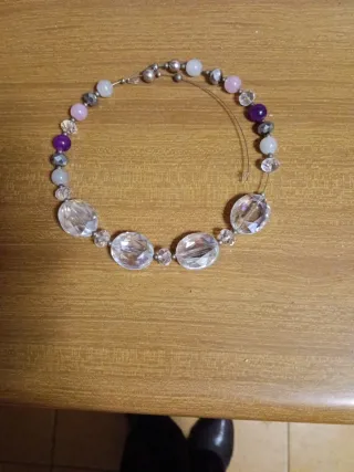 Collana con perle viola e argento