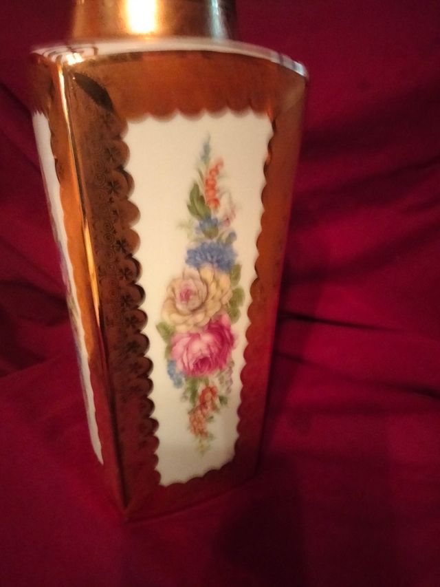 JARRON PORCELANA ORO PLATA BOHEMIA ORIGINAL