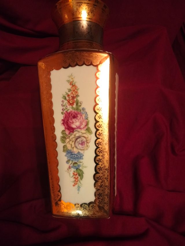 JARRON PORCELANA ORO PLATA BOHEMIA ORIGINAL