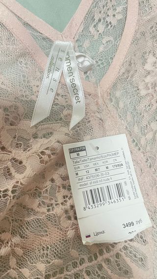 Camisón de encaje rosa  Talla M