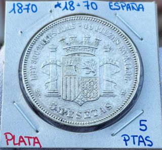Moneda 5 Pesetas Plata 1870 *(18-70). EBC
