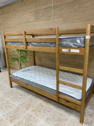 Litera doble madera con 2 colchones