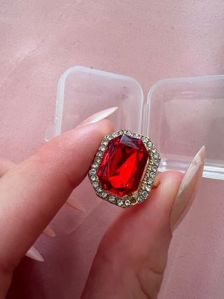 Anillo Cocktail Vintage Piedra Roja
