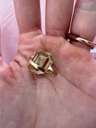 Anillo Cocktail Vintage Piedra Roja