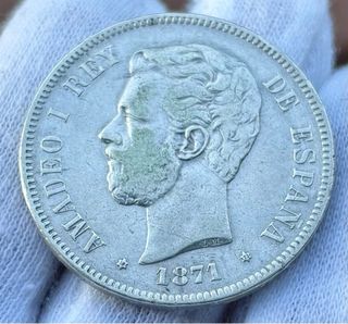 Moneda PLATA 5 Pesetas 1871 *(18-71) AMADEO I