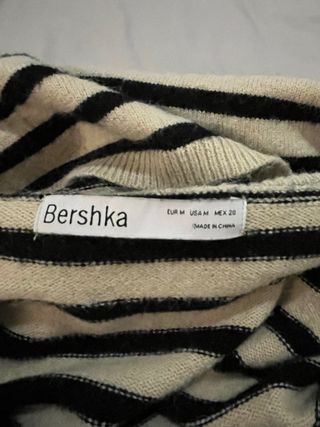 Bershka Suéter Curto Gola Alta Listrado