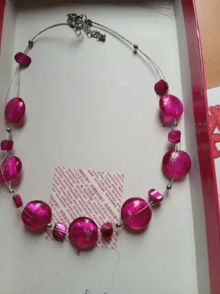 Collana girocollo con perle rosa e argento
