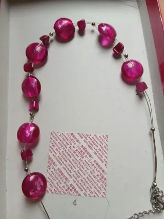 Collana girocollo con perle rosa e argento
