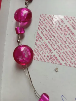 Collana girocollo con perle rosa e argento