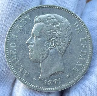 Moneda PLATA 5 Pesetas 1871 *18-71. AMADEO I