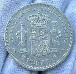 Moneda PLATA 5 Pesetas 1871 *18-71. AMADEO I